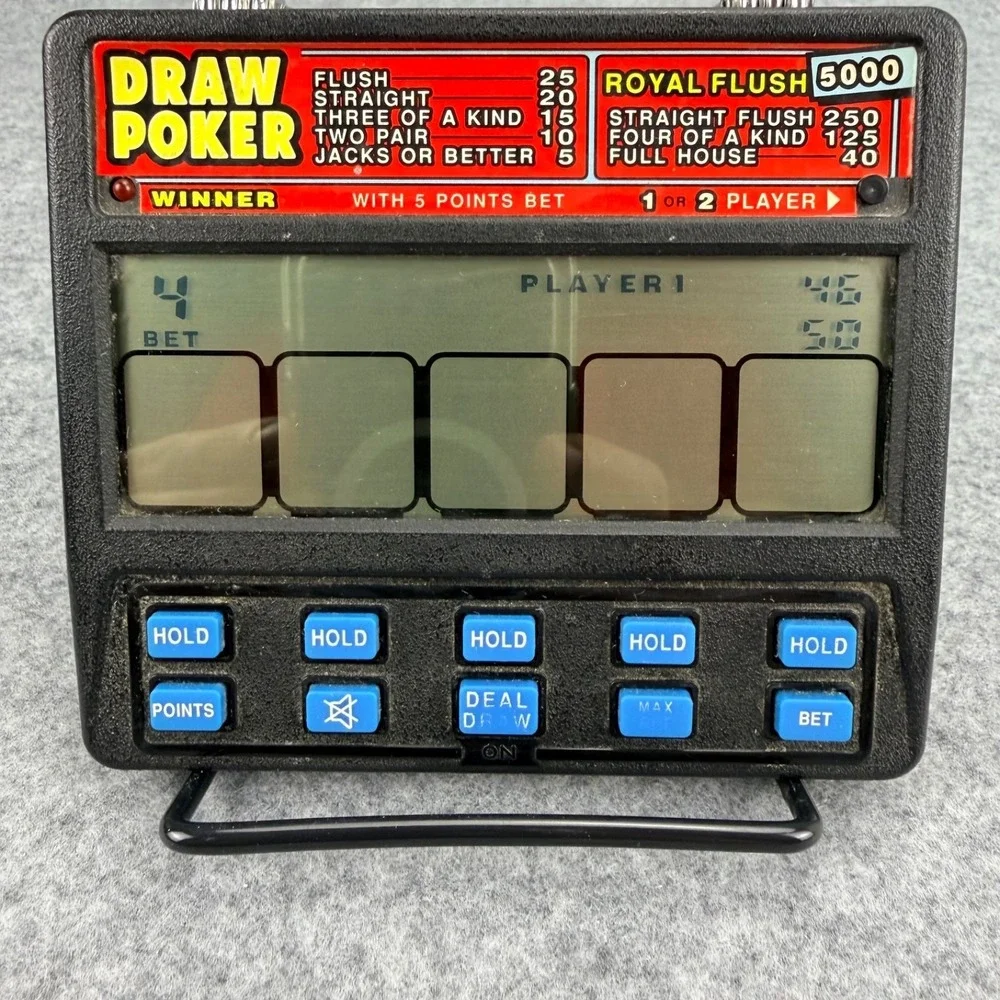 2000's Draw Poker RADICA 1410 Royal Flush 5000 Handheld Video Game Vintage